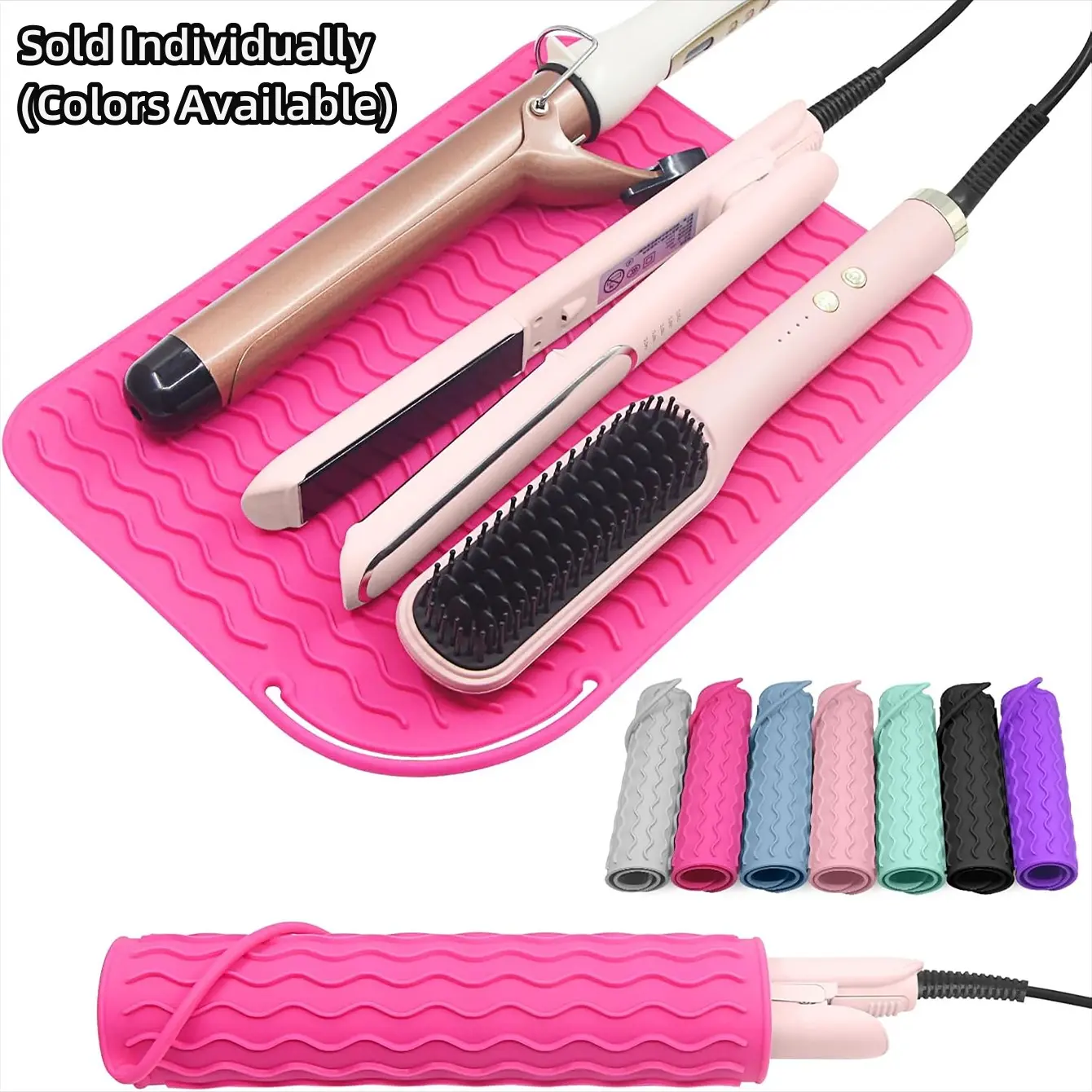 1 Piece Portable Silicone Heat-Resistant Mat for Hair Straighteners, Flat Irons & Straightening Brushes, Hair Styling Tool Accessory for Home & Travel