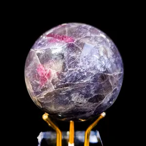 1 count natural crystal sphere unicorn spheres healing crystal Pink tourmaline smoke crystal amethyst symbiosis