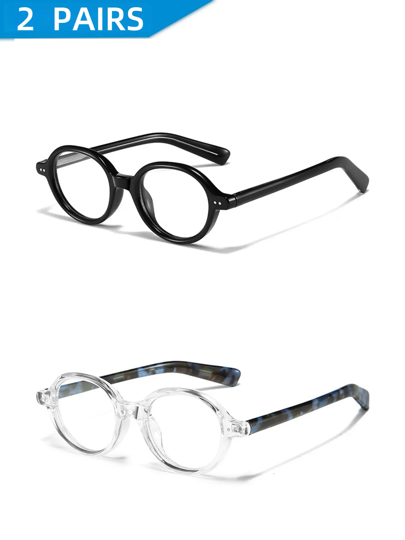 Unisex Tr90 Anti-Blue Light Glasses Frame, Casual Style Retro Oval Design, All Season Eyewear for Beach Travel Music Festivals