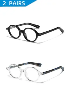 Unisex Tr90 Anti-Blue Light Glasses Frame, Casual Style Retro Oval Design, All Season Eyewear for Beach Travel Music Festivals