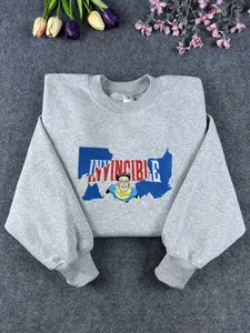 Yellow Blue Comic Hero Embroidered Sweatshirt | Retro Comic Book Crewneck | Superhero Fan Gift