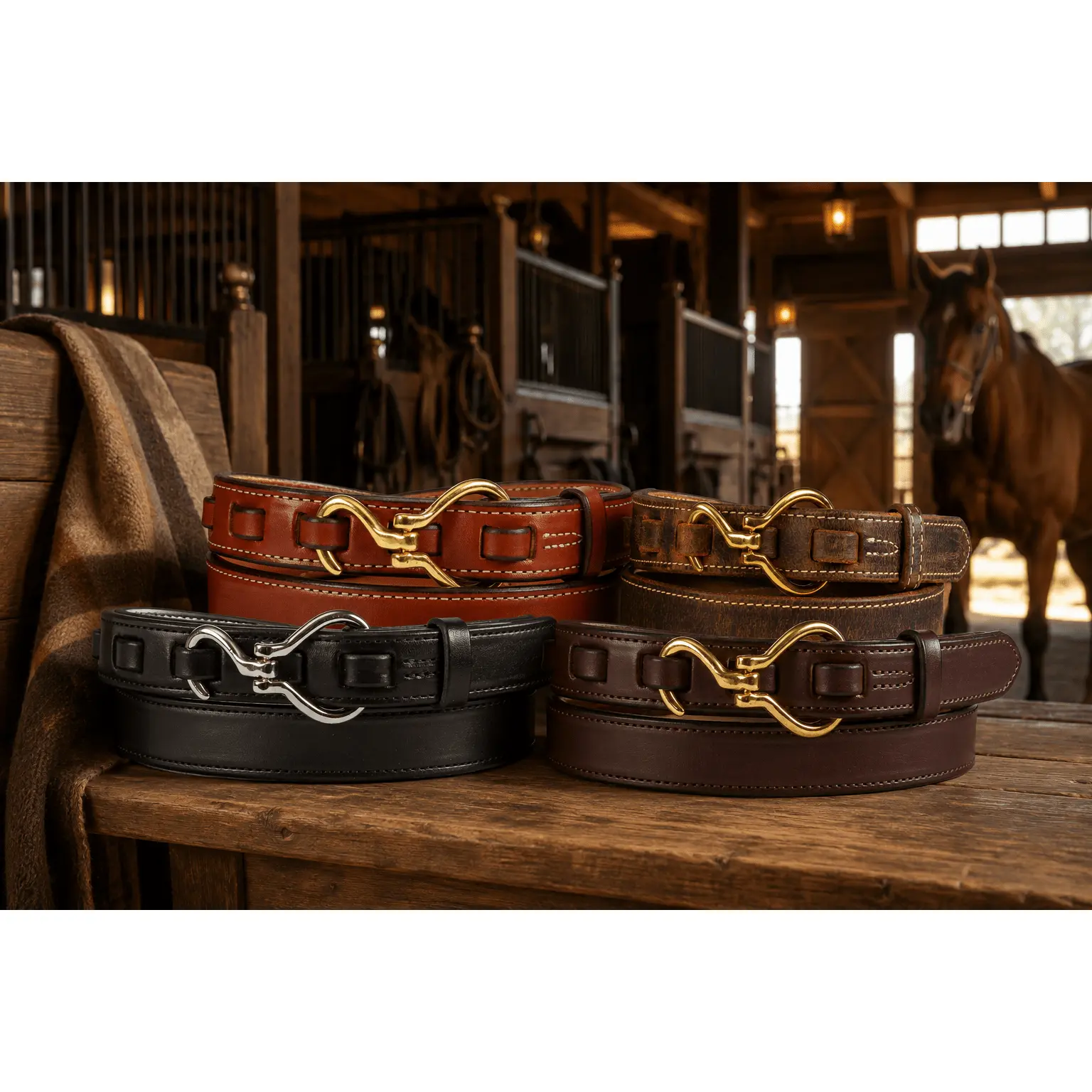 EQUESTRIAN LEATHER BELT - Authentic Horse Hoof Pick & Loop Closure