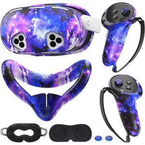Cover Set Compatible with /Oculus Quest 3s Accessories, VR   Cover, VR Shell Cover, Controller Grip Case,Camera Lens Protector Set (Starry )