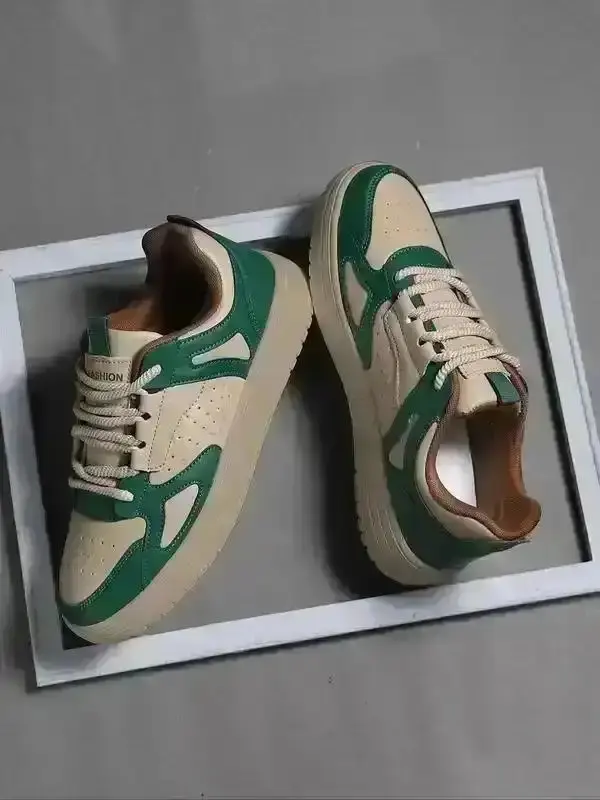 Men's Chic Colorblock Lace Up Low Top Snkrs Daily Comfy Airy Sports Running Shoes For Men Male All Match Round Walking Wear Athletic Non Slip Footwear court outdoor sporty Minimalist Ons Sleek Style lightweight active