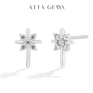 ATTAGEMS D Color Round Cut 1.6mm Lab-Created Moissanite Earrings for Women 925 Sterling Silver Stud Earrings Daily Wear Jewelry E054