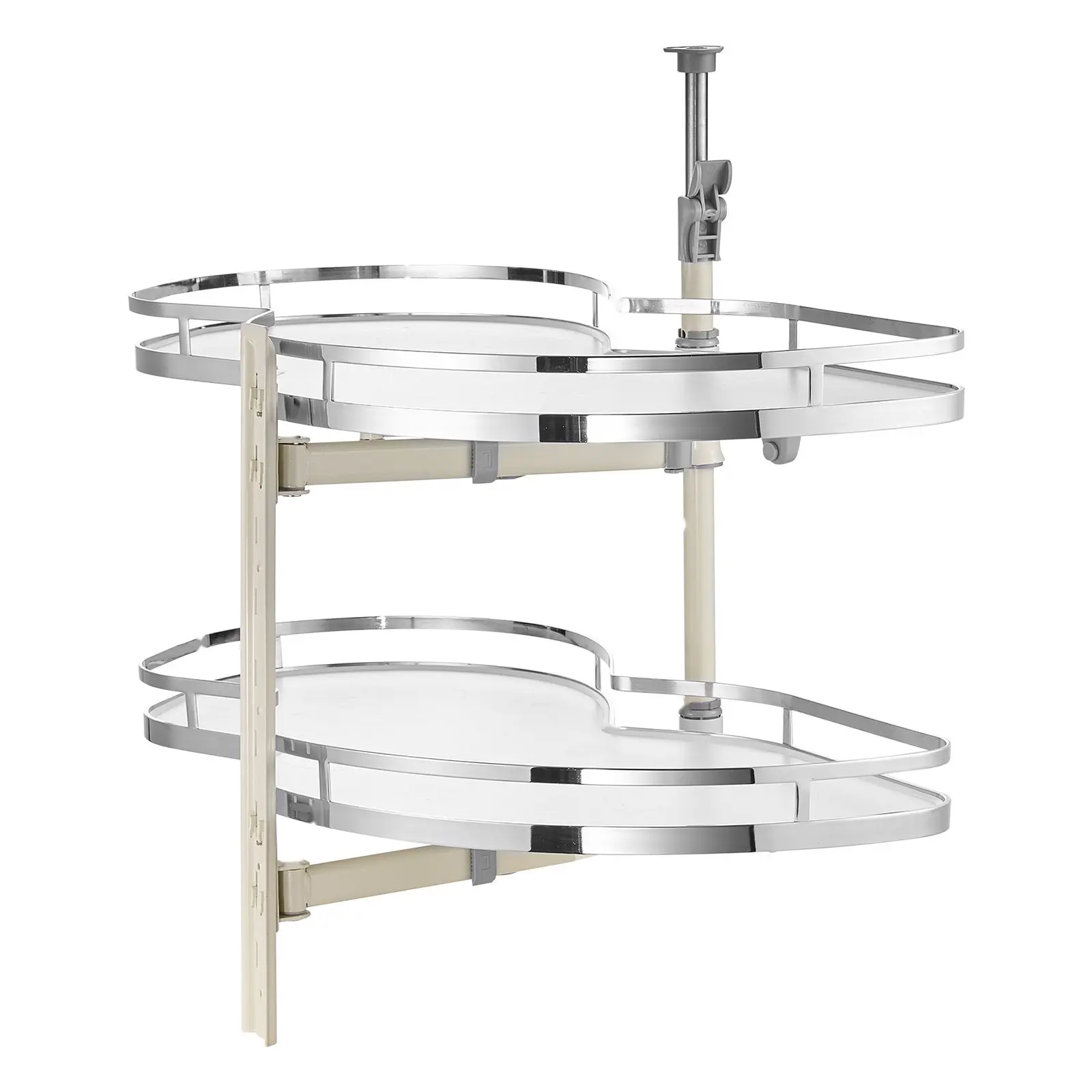 Two-Tier Swing-Out Left Blind Corner Cabinet Organizer With Pull-Out Soft-Close Sliding Tray, Easy-Access Kitchen Storage Solution For Corner Cabinets, Durable Metal Construction, Quiet Smooth Rails, Simple Installation