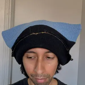 Color Block Cashmere Hat Cat Ear Beanie