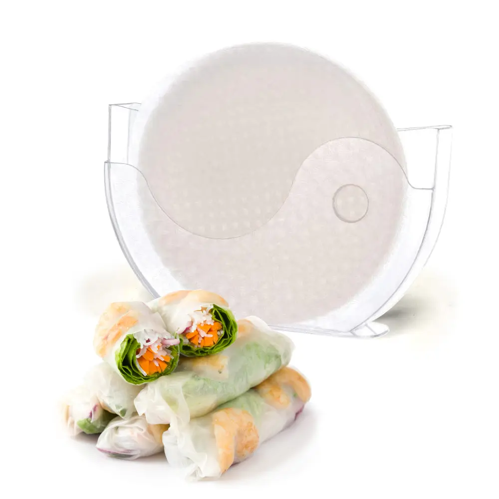 BANU Rice Paper Water Bowl with Side Pocker Holder for Rice Paper Wrappers for Spring Rolls, Summer Rolls. Spring Roll Maker, Banh trang holder Kitchen Utensils Platter Bpa