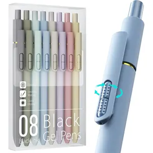 8 count Black Gel Pens - 0.7mm Medium Point Black Ink Pens | Smooth Writing - Quick Drying Retractable Pen for Men Women (Morandi - 8 count)