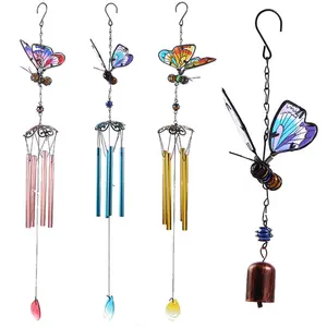 Butterfly Wind Chime — Creative Metal & Glass Painted Iron Art Hanging Ornament