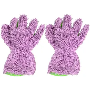 2 count  Wash Mitts, Anti-Scratch Double Sided 5-Finger Microfiber  Interior&Exterior Detailing Gloves, Soft  Chenille Dusting Mitt for Cleaning Wheel Tight Spot ()