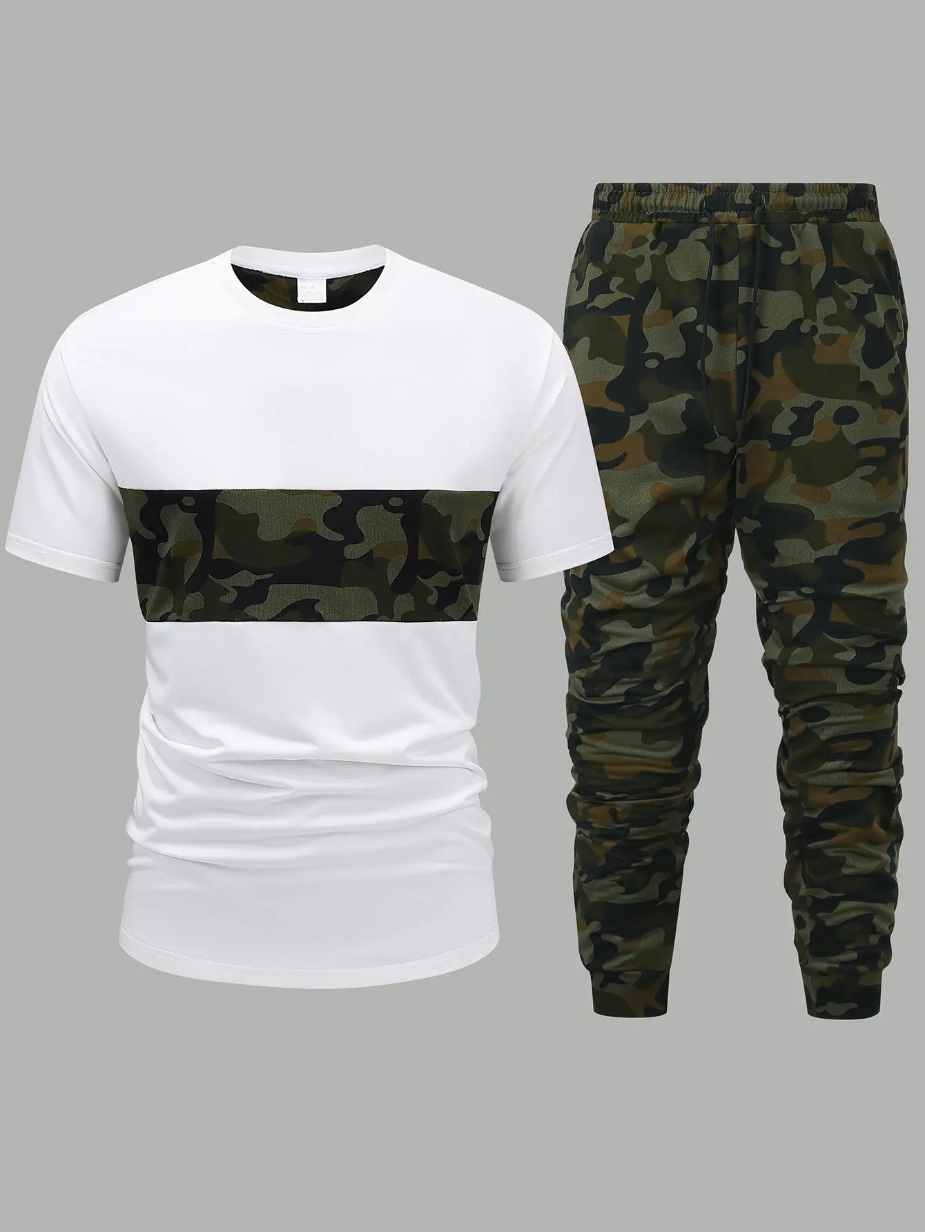 Men's Camouflage 2-Piece Tracksuit Set - Hooded Sweatshirt, Sweatpants, Basics Short Sleeve T-Shirt, S-XXL Casual Loungewear, Fitted, Polyester, Machine Washable, Men's Camouflage Long Pants Set, Casual Wear, Male, Hooded Top, Standard Sizes, Washed, Set