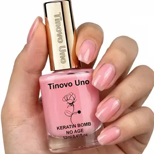 Tinovo Uno 12ml Keratin Nail Hardener, Fast Natural Air Drying, Smooth Nail Strengthener, Strengthens Soft, Brittle, Thin Nails, Nail Care Oil, Nail Care Liquid, Gentle Nail Polish Gel Treatment, Non-Toxic Formula, Flower Design, Brand Logo