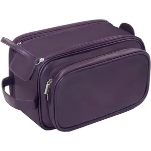 Extra Large Toiletry Bag for Men & Women, Travel Toiletry Organizer Dopp Kit Water-resistant Shaving Bag, PU Leather Cosmetic Organizer Bathroom Shower Bag for Toiletries, Accessories (Purple) springtok