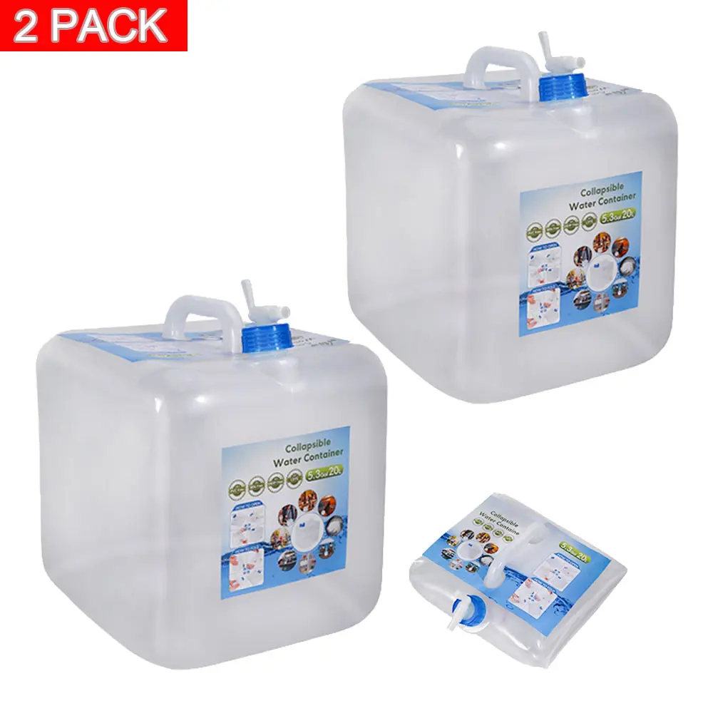 2X Portable Water Storage Containers with Spigot, Water Bottle Storage Solutions, Camper RV Accessories for Outdoor Camping Hiking