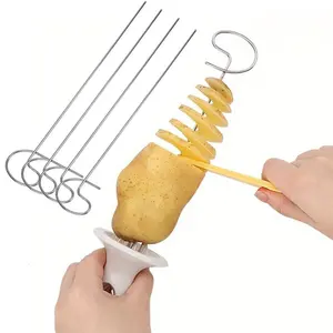 4-in-1 Spiral Vegetable Cutter Set | Anti-Slip Kitchen Slicer, Potato & Cucumber Chopper, Waffle Fry Maker | Effortless Meal Prep Tool for Camping & BBQ