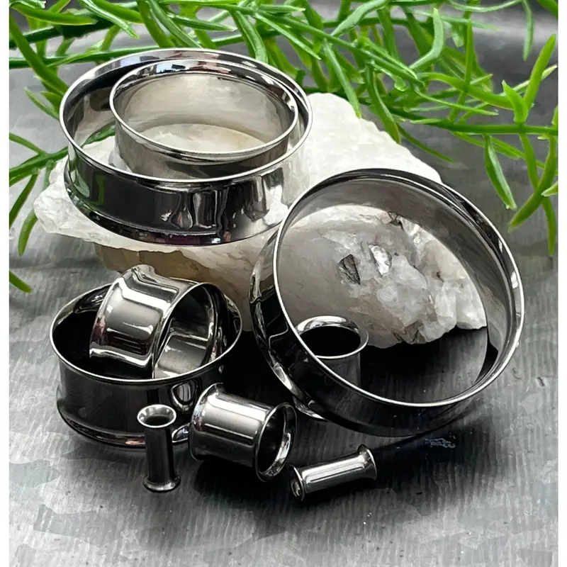 PAIR of 316L Surgical Stainless Steel Double Flare Tunnels/Plugs - Gauges!