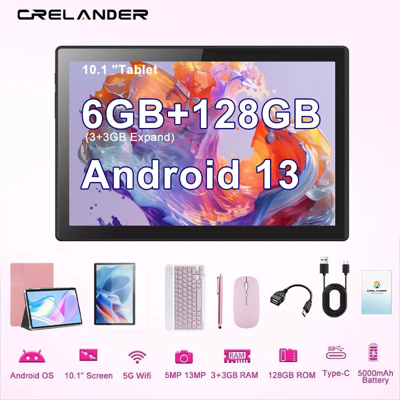 Crelander W30 10.1 Inch Android 15 Tablet PC 12GB+128GB 13MP