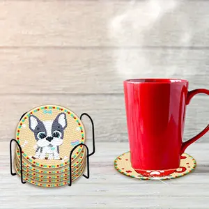 8 Pieces Diamond Painting Coasters Set - Dog Theme Art Coasters Painting Kits for Beginners Adult, Diamond Dots Arts and Crafts DIY Kits Gifts for Adults Dog Mom