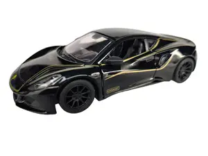 KINSMART 1:34 Scale Model 5" Lotus Emira Heritage Edition Diecast Car with Openable Doors & Pull-Back Action Black Die-Cast Metal Collectible