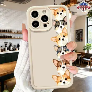 Cute Cartoon Corgi Dog Pattern Case,phone Case Suitable for Iphone 11/12/13/14/15/16/17 Pro Promax Plus Air and Samsung S22/S23/S24/S25 Plus Ultra Fe,Shockproof Anti Drop Protective Durable TPU Cover