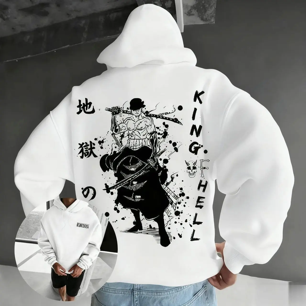 OP Zorro Anime Unisex Streetwear Style T-Shirt Hooded Sweatshirt Streetwear Casual Pullover Hoodie Graphic Print Spring Autumn Tops
