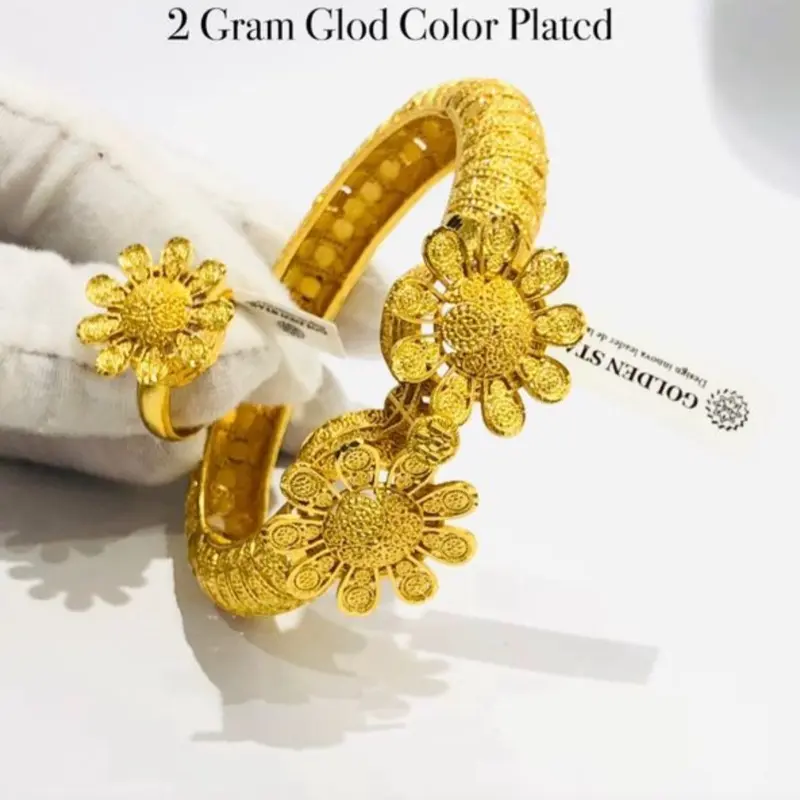 21k color fashion jewelry bangle and ring