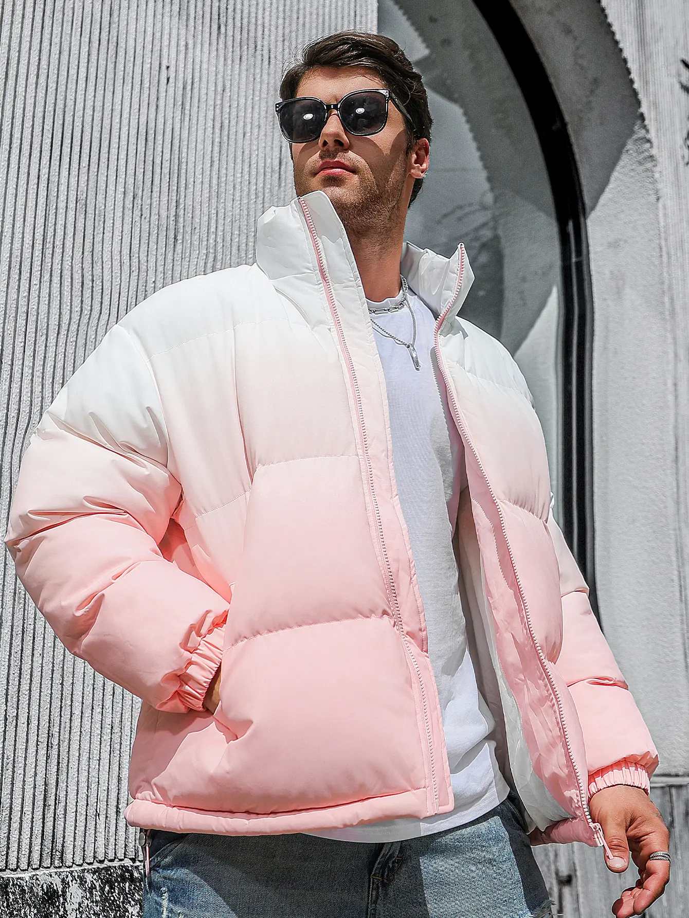 Men's Winter Jacket, Color-blocked Stand-upCollar Warm Coat, Casual Breathable ZipperedJacket, Suitable For Hiking And Winter Activities puffer jacket, men jackets for winter