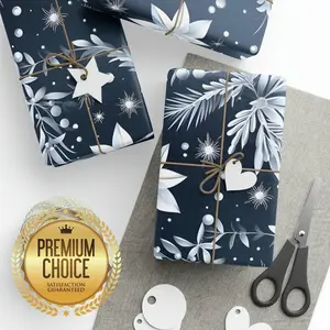 Silver Christmas Herbarium Wrapping Paper Rolls, Elegant Gift Wrap, Silver Floral Christmas Gift Wrap, Christmas Scrapbooking Paper
