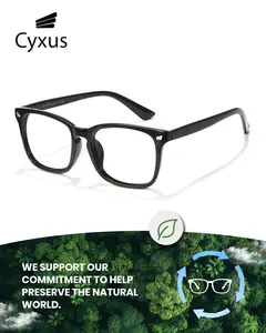 Cyxus Blue Light Blocking Computer Glasses Unisex Square Retro Clear Lens Anti-Blue Light Eyeglasses Black Frame for Women and Men 8082 blue blocker Lightweight Blue black  glasses