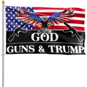 Trump 2024 Flag 3x5 Outdoor God Guns and Trump Flag 150D Premium Polyester Trump US American Patriotic Eagle Flag with Brass Grommets for Outdoor Indoor Room Wall Banners