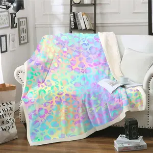 Colorful Leopard Sherpa Blanket,Safari Cheetah Print Fleece Throw Blanket,Modern Leopard Design Plush Blanket for Sofa Bed Couch,Twin 60x80 Inches
