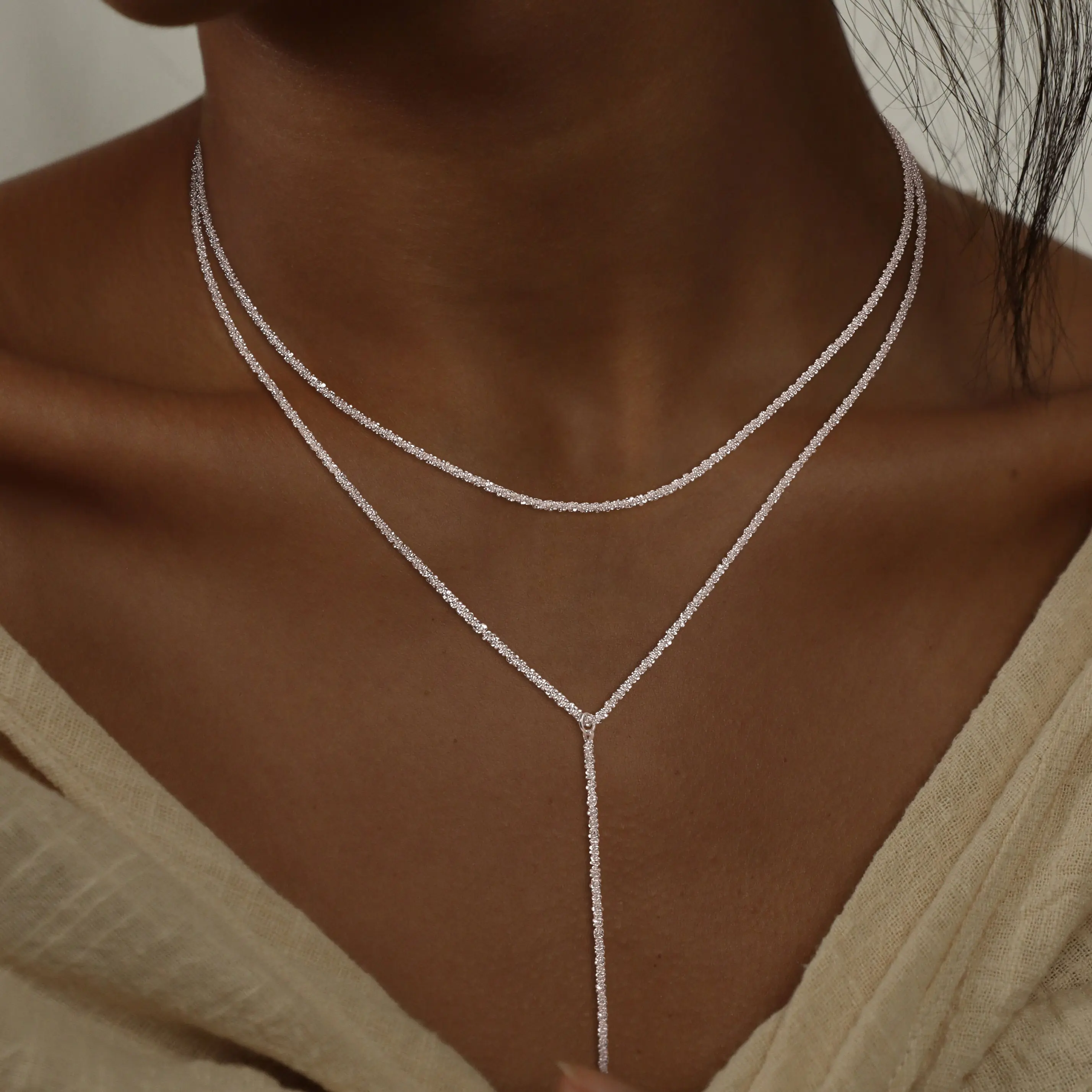 Moodear Layered Long Necklace for Women - Y Body Chain Sexy Dangle Drop Beach Boho Bolo Cleavage Necklace for Vacation or Prom