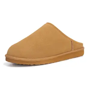 FITORY Men’s Leather House Slippers, Cozy Winter Memory Foam Slip-On Shoes, Warm & Durable Indoor Footwear Size 7-14