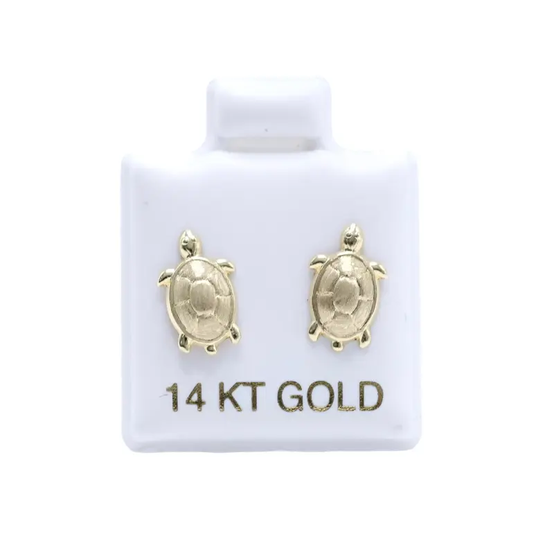 14KT Gold 3D Turtle Earrings - Women and Children Fine Jewelry