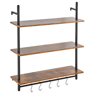 Father's Day Gift VEVOR Industrial Pipe Shelf 3 Tier 32x9.84in Wall-Mount for Kitchen Bedroom
