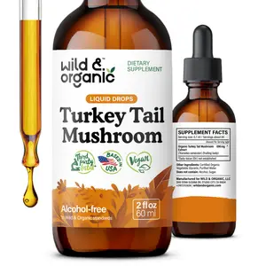 Wild & Organic's Turkey Tail Mushroom Tincture - Vegan, Alcohol-Free, Sugar-Free - Immune & Gut Support - Natural Formula