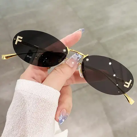 Letter "F" Design Rhinestone-Decorated Oval Eyeglasses, Trendy Casual Glasses for Everyday Use, Fashion Accessories for Outdoor Activities, Fashion Eyewear, Trendy Casual Sunglasses, Stylish Glasses
