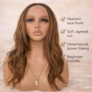 Watered Souls Parker 20"Auburn Blend. 13X4 Lace Front  Premium synthetic fibers.  High quality fibers, 120 density,  Heat Tolerance 350. She comes with a free wig cap and free gift