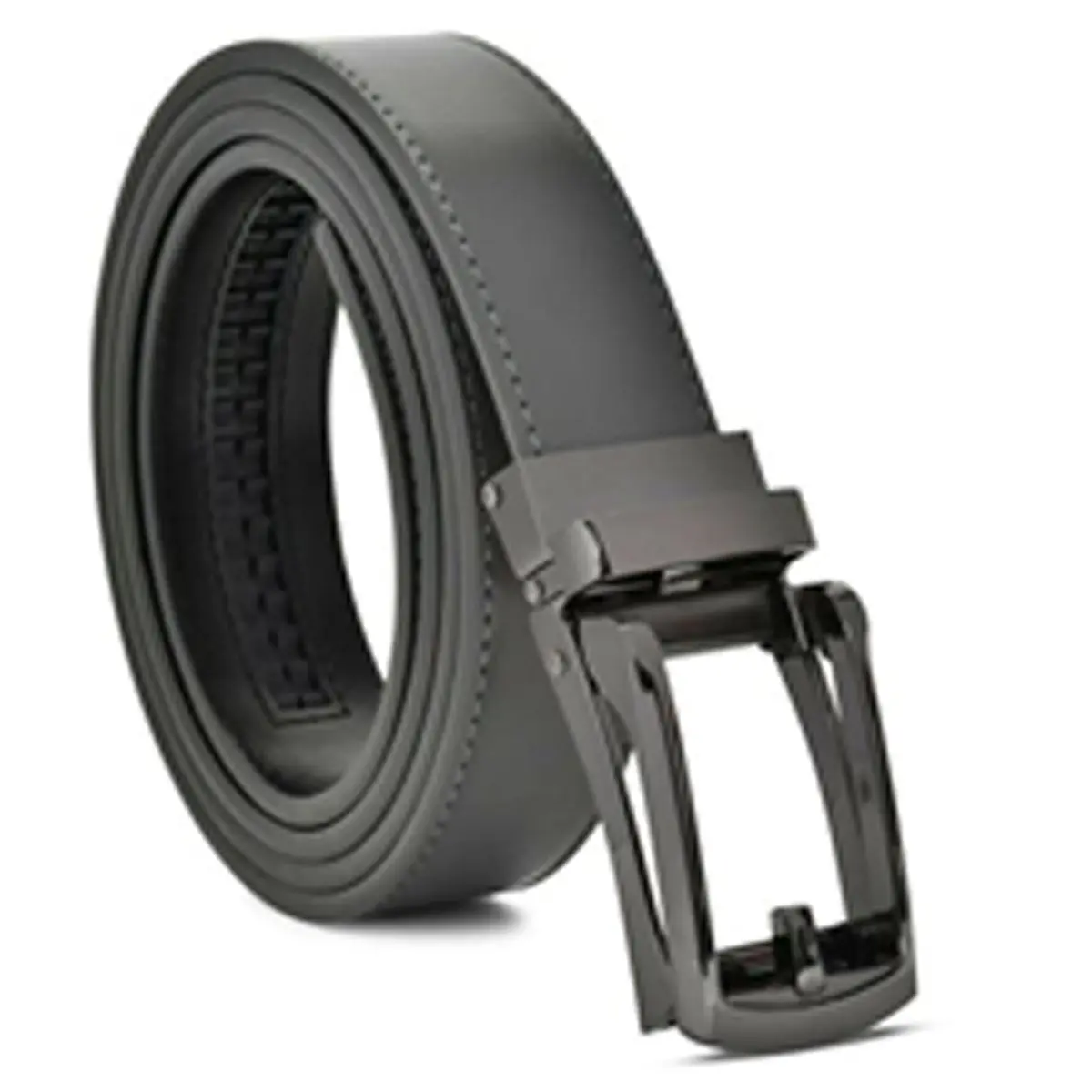 (Leather PU Ratchet) Grey-Black Buckle