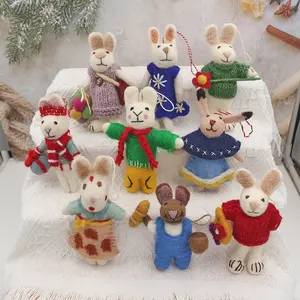 Handmade Wool Felt Bunny Ornament, Cute Rabbit Keychain, Couple Bag Charm, Unique Home Decor Accessory, Perfect Gift Idea