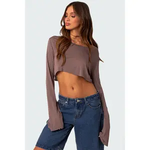 Sheer Raw Hem Crop Top Sheer Raw Hem Crop Top