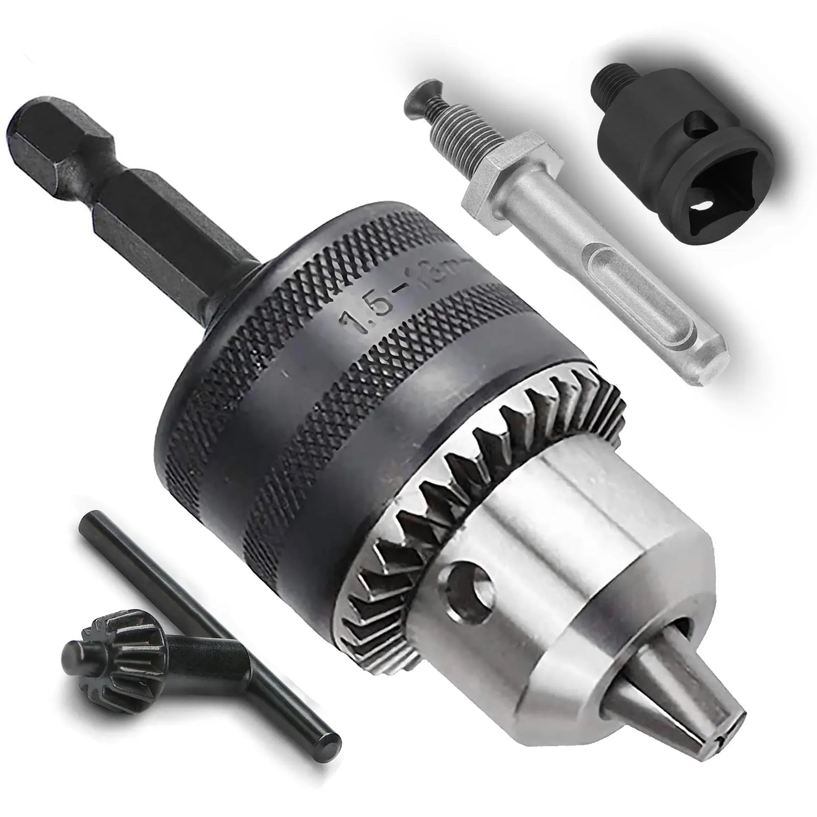 1.5-10mm Drill Chuck Adapter, Impact Wrench Conversion Adapter, Power Tool Accessories for Impact Wrench Conversion to Electric Drill, Hex Shank Drill