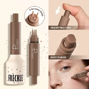 Natural Freckle Stamp Pen, Waterproof Sweatproof Fake Freckles, 5-Point Press-On Spot Marker, Realistic Freckle Stamping Tool, Waterproof Makeup