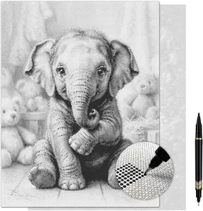 Nursery Guardian Elephant Dot Painting Kit for Adults — 13×17 Canvas with Dual-Tip Marker