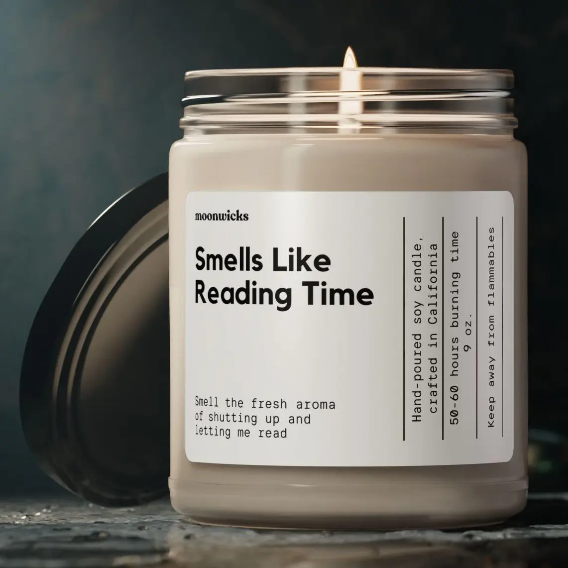 Moonwicks Smells Like Reading Time Soy Wax Candle - 50-60 Hours Burn Time, 100% Cotton Wick, Reusable Glass Jar, Eco-Friendly Vegan Formula, 9 Scent Options