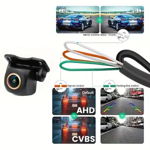 QueenDer 1080P Backup Camera with Fisheye Lens - Full HD AHD, Wide Angle View, Night Vision, Parking Guide Lines, No Blind Spot, Fit for Front/Side/Rear View, Surface Mount Installation