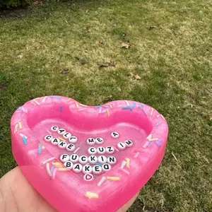 Heart Shaped Ashtray with Unique Message and Bright Pink Design