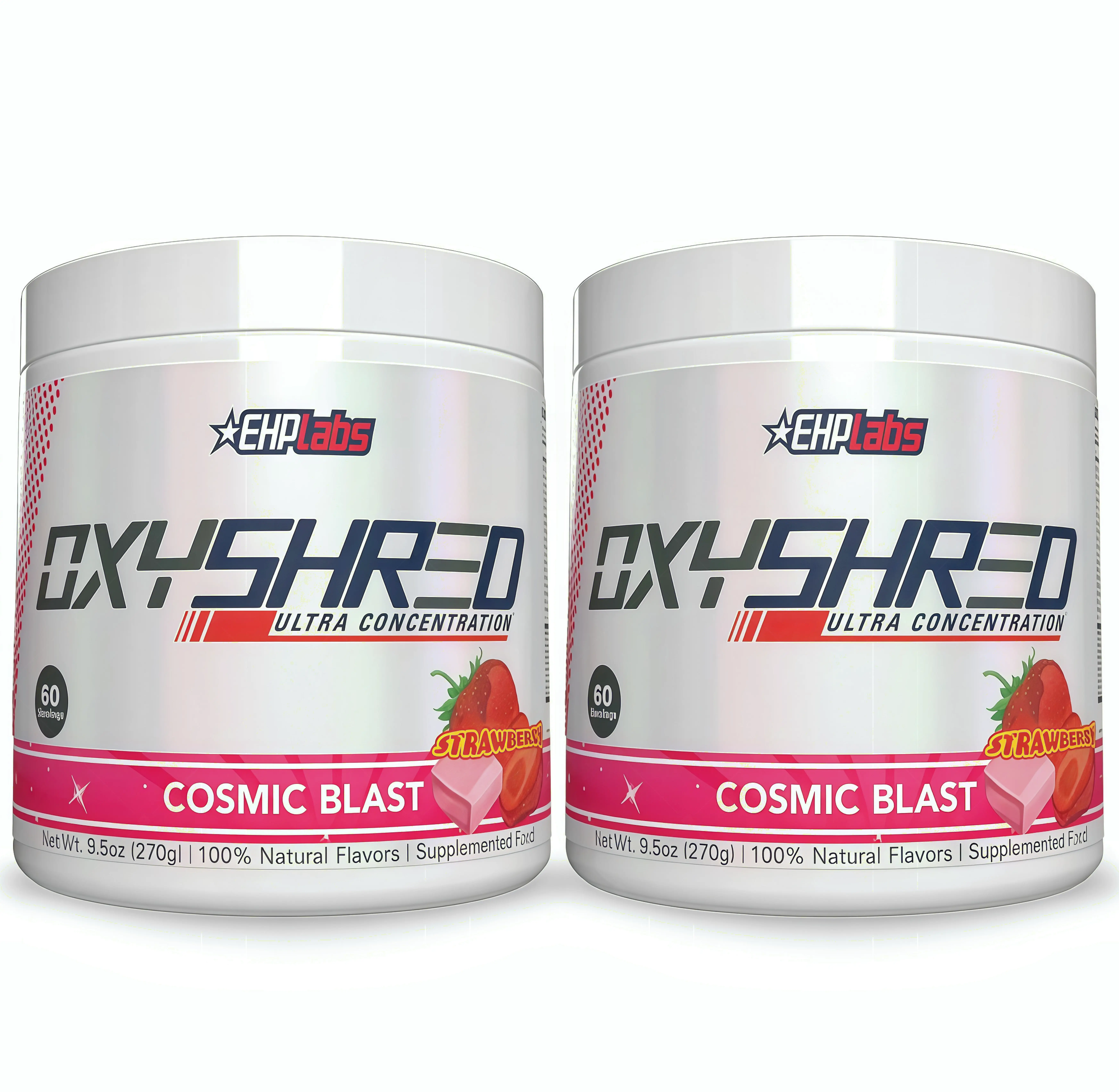 2 Piece EHPlabs OxyShred Ultra ZU Concentration Pre Workout Powder 60 Serves 150mg Caffeine Sugar Free Vegan Friendly GlutenFree Men Women Health Fitness Supplements Cosmic Blast Flavor