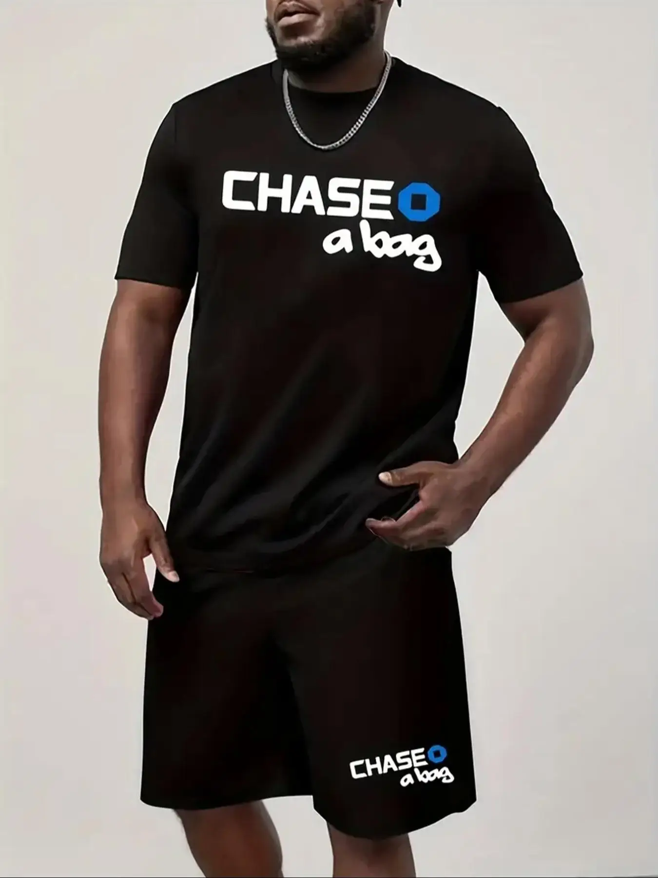 Men's Letter Print Two-Piece Set, Regular Fit Casual Round Neck Tee & Drawstring Waist Shorts Set Summer Clothes, Men Summer Clothes for Daily Wear